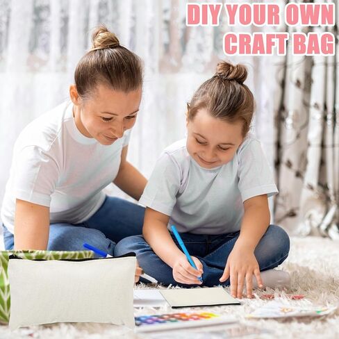 50 Pack Canvas Zipper pencil Pouch Bulk Blank DIY Craft Bag canvas makeup Pouch Multipurpose Toiletry Tote Bag for Makeup Travel Cosmetic Stationary Storage(Beige) in Saudi Arabia