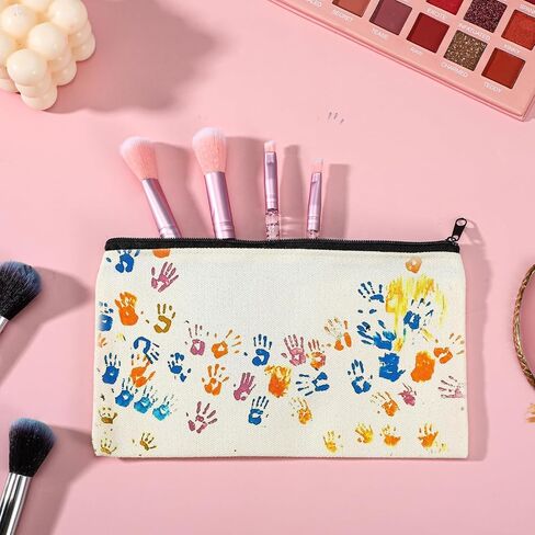 50 Pack Canvas Zipper pencil Pouch Bulk Blank DIY Craft Bag canvas makeup Pouch Multipurpose Toiletry Tote Bag for Makeup Travel Cosmetic Stationary Storage(Beige) in Saudi Arabia