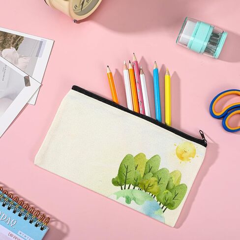 50 Pack Canvas Zipper pencil Pouch Bulk Blank DIY Craft Bag canvas makeup Pouch Multipurpose Toiletry Tote Bag for Makeup Travel Cosmetic Stationary Storage(Beige) in Saudi Arabia