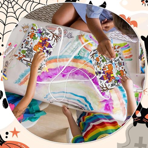 13 Pcs DIY Color Your Own Unicorn Bags 11 x 7'' Coloring Craft Crossbody Goodie Bag Not Easy to Fade Canvas with 12 Markers Pens for Creative Educational Arts Activity Fun Gift in Saudi Arabia