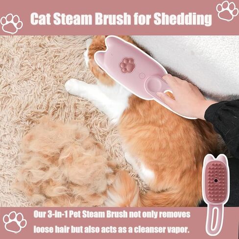 Cat Steam Brush for Shedding, 3 in 1 Water Cat Cleaning Brush, Pet Hair Brushes for Shedding, Massage, Grooming, Cleaning, Steamy Pet Brushes for Cats, Dogs (Pink) in Saudi Arabia