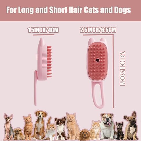 Cat Steam Brush for Shedding, 3 in 1 Water Cat Cleaning Brush, Pet Hair Brushes for Shedding, Massage, Grooming, Cleaning, Steamy Pet Brushes for Cats, Dogs (Pink) in Saudi Arabia