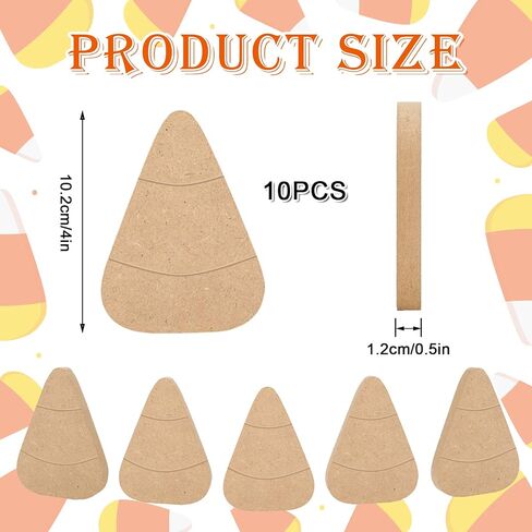 Whaline 10Pcs Halloween Wooden Candy Corn Cutouts with Line Blank Candy Corn Unfinished Table Wooden Signs for Halloween Home Kitchen Office Table DIY Tiered Tray Decor Party Supplies in Saudi Arabia