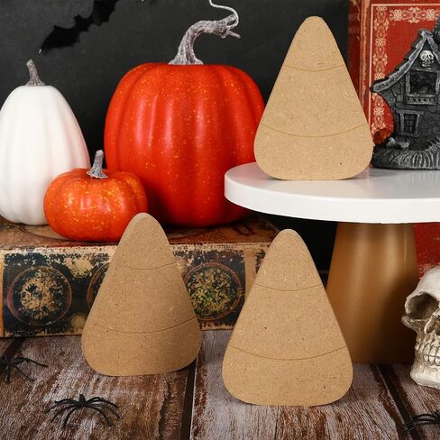 Whaline 10Pcs Halloween Wooden Candy Corn Cutouts with Line Blank Candy Corn Unfinished Table Wooden Signs for Halloween Home Kitchen Office Table DIY Tiered Tray Decor Party Supplies in Saudi Arabia