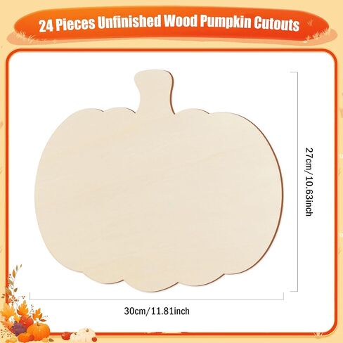 Modooris 24 pcs غير مكتملة قطع اليقطين الخشبية كبيرة الفراغ الفارغ الخشبية القرع 12 بوصة قرع قطع شكل اليقطين لعيد الهالوين خريف عيد الشكر حفلات الديكور الحرف ديي in Kuwait