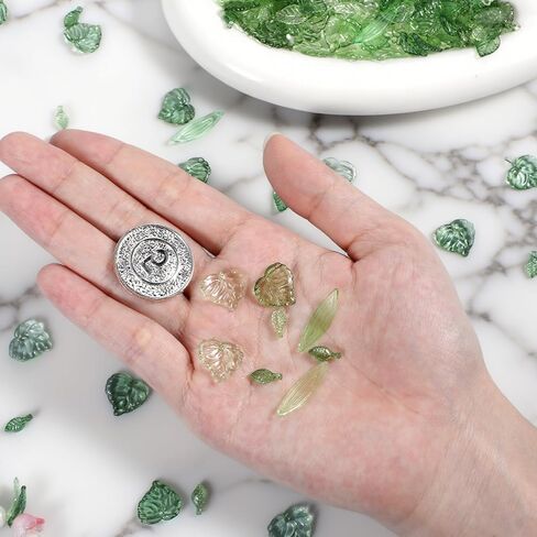 400PCS Green Leaf Beads for Jewelry Making Transparent Acrylic Leaf Charms Plant Bead for Beaded Plant Earrings Necklaces Bracelets Pendants DIY Crafts, Assorted Cute Leaves Beads Caps Set in Saudi Arabia