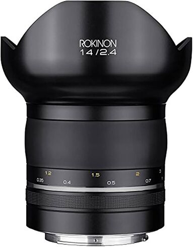 Rokinon SP14MAE-N Special Performance 14mm F/2.4 Ultra Wide Angle Lens with Built-in AE Chip for Nikon DSLR, Black in Saudi Arabia