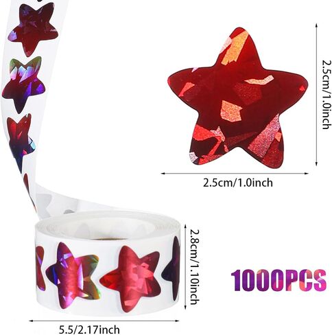 1000pcs ملصقات النجوم للأطفال مكافأة ، 1 بوصة من ملصقات نجوم اللمعان المجسم 1 in Saudi Arabia