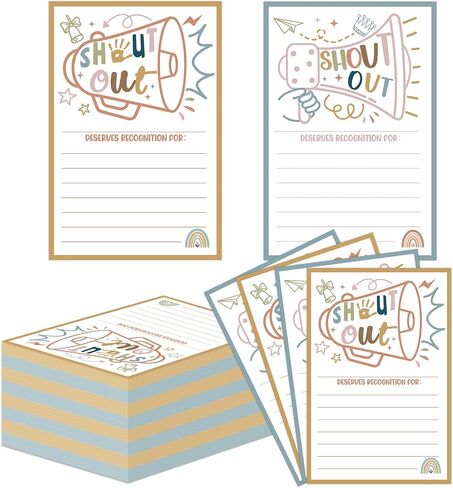 50Pcs Boho Positive Shout Out Cards Encouragement Postcard for Teachers Students Employees Office Staff Coworker Appreciation and Recognition Reward Cards for Bulletin Board Public Service Week in Saudi Arabia