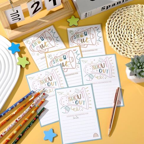 50Pcs Boho Positive Shout Out Cards Encouragement Postcard for Teachers Students Employees Office Staff Coworker Appreciation and Recognition Reward Cards for Bulletin Board Public Service Week in Saudi Arabia