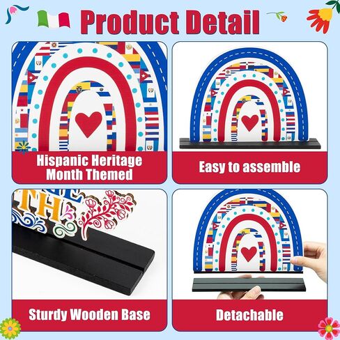 Haooryx Hispanic Heritage Month Centerpieces - 5Pcs Latin American Celebrate Hispanic Heritage Month Wooden Centerpieces Decorations Table Topper Sign Decor Party Favor Decoration Supplies Photo Props in Saudi Arabia
