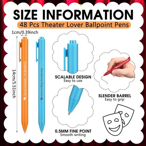 48 PCS Theatre Higdts Pallpoint Pens Novelty Theatre Loving Higdts 12 Style Smooth Writing Ambels for Christmas Musical Broadway Lover in Saudi Arabia