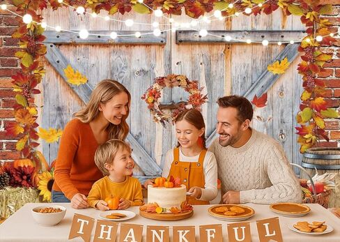 Dudaacvt 8x6FT Fall Thanksgiving Backdrop Autumn Pumpkin Harvest Barn Door Photography Backdrop Maple Leaves Haystack Thanksgiving Party Decorations in Kuwait