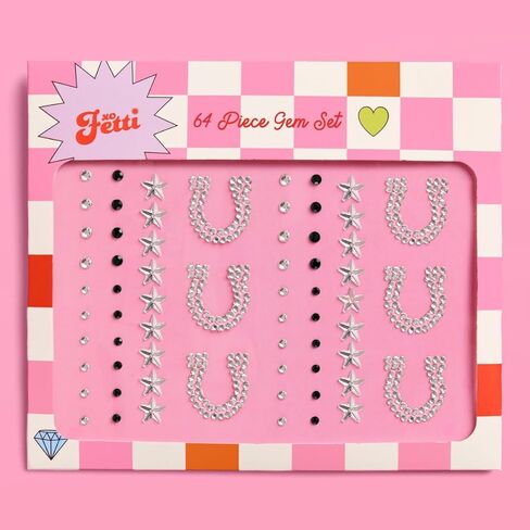 XO ، Fetti Western Face Gems - 64 PCS. | آخر ملصقات الوجه روديو ، ملحق راينستون العازبة ، ديكورات حفلة عيد ميلاد الريف ، لوازم Hoedown in Saudi Arabia