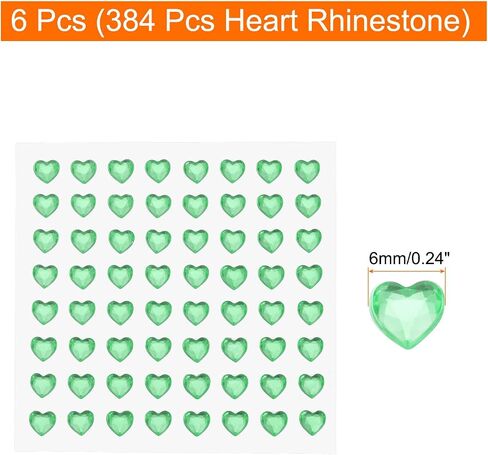Meccanixity 384 PCS Heart Rhinestone 6mm ملصقات Gems ملصقات لاصق ملصقات لصنع المجوهر in Saudi Arabia