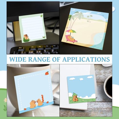 Capybara Gifts Sticky Notes - 9 PCS Cute Animal Self Stick Note for Capybara Lovers Adhesive Notepad to Do List Memo Pads School Stationery Supplies Funny Gift for Students Teacher 3x3 Inches in Kuwait