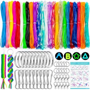 Tresotoyo Lanyard String ، 12 لونًا سلكًا بلاستيكيًا ، حبلًا ، طقمًا من سلاسل الحبل اللامع ، ويلاتس بريق داكن وملحقات حبل سلسلة مفاتيح 40pcs للحرف الرئيسية ، سوار ، سوار in Kuwait