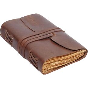 مجلة جلدية خمر 7x5 - 200 صفحة للكتابة ، الرسم ، الرسم - مذكرات سفر جلدية أصلية للرجال والنساء - دفتر بني مصنوع يدويًا ، هدية فنان ، مجلة ريفية جلدية in Kuwait