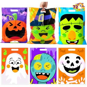 Joyin 72 PCS Halloween Goodie حقائب مع 6 شخصيات مصممة ، خدعة أو علاج أكياس معالجة بلاستيكية لأطفال الحفلات ، تعامل لوازم الحفلات in Kuwait