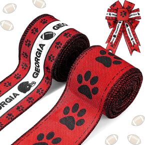 2 Rolls Georgia Wired Rebon Red White Black Boottblics خوذات Paw Print Bagbon للاشتراك الزخارف الزخارف الزخار in Kuwait