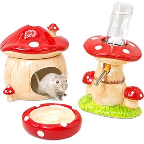 BNOSDM Ceramic Hamster Hideout Cute Mushroom Shape Hamster House and Habitat Cool Hamsters Hide Suitable for Syrian, Mice, Dwarf Hamsters, Gerbils (Pink) in Saudi Arabia