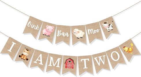 Oink Baa Moo أنا لافتة ، مزرعة موضوع عيد ميلاد ثانٍ ديكور للأطفال in Saudi Arabia