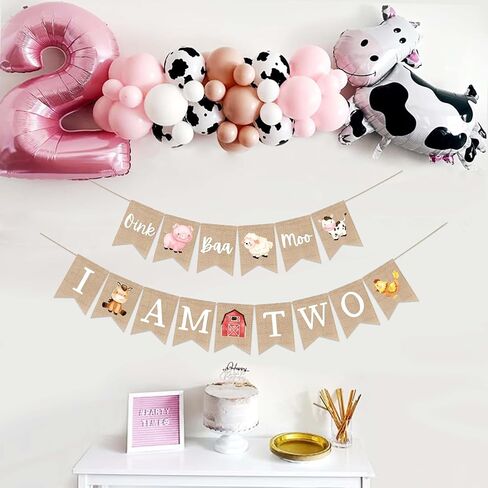 Oink Baa Moo أنا لافتة ، مزرعة موضوع عيد ميلاد ثانٍ ديكور للأطفال in Saudi Arabia