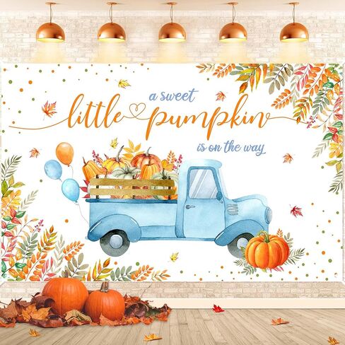 Mehofond Little Pumpkin Baby Shower Party Decorations Backdrop Autumn Fall Baby Banner A Sweet Little Pumpkin على الطريق ، وهي عبارة in Saudi Arabia