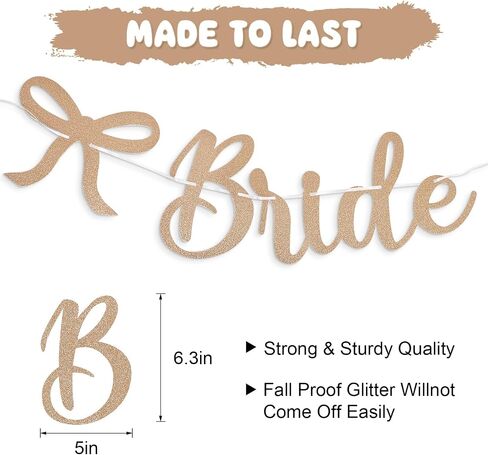 Bride to Be Banner, White Bride to Be with Bow Glitter Bachelorette Bridal Party Banner BRIDE TO BE Sign for White Bachelorette Bridal Shower Wedding Engagement Hen Party Decorations in Kuwait