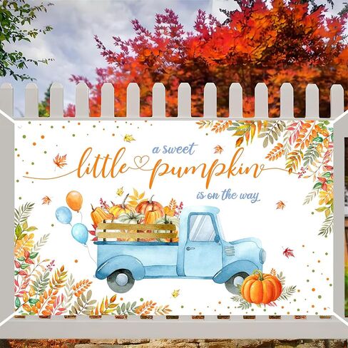 Mehofond Little Pumpkin Baby Shower Party Decorations Backdrop Autumn Fall Baby Banner A Sweet Little Pumpkin على الطريق ، وهي عبارة in Saudi Arabia