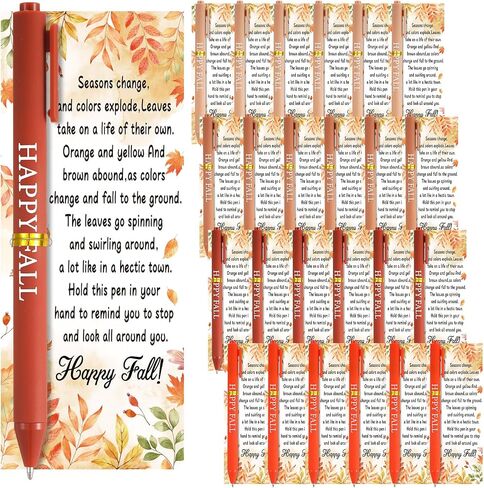 48 Set Thank You Gifts Set Happy Fall Ballpoint Pens Bulk Fall Party Favors Gifts Pens with Autumn Thanksgiving Greeting Cards for Employee Coworker Teacher Student Office School Supplies in Saudi Arabia