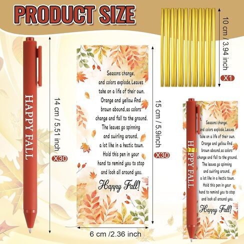 48 Set Thank You Gifts Set Happy Fall Ballpoint Pens Bulk Fall Party Favors Gifts Pens with Autumn Thanksgiving Greeting Cards for Employee Coworker Teacher Student Office School Supplies in Saudi Arabia