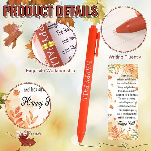 48 Set Thank You Gifts Set Happy Fall Ballpoint Pens Bulk Fall Party Favors Gifts Pens with Autumn Thanksgiving Greeting Cards for Employee Coworker Teacher Student Office School Supplies in Saudi Arabia