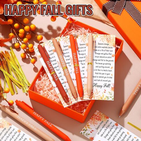 48 Set Thank You Gifts Set Happy Fall Ballpoint Pens Bulk Fall Party Favors Gifts Pens with Autumn Thanksgiving Greeting Cards for Employee Coworker Teacher Student Office School Supplies in Saudi Arabia