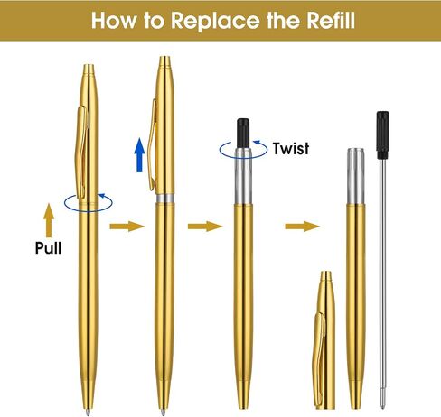 أقلام الحبر ، 3 Pack Gold Pens Slim Stail Steel Metallic Pens Black Ink 1 MM هدية لطيفة لطلاب العمل المعلمين زفاف عيد الميلاد (الذهب) in Saudi Arabia