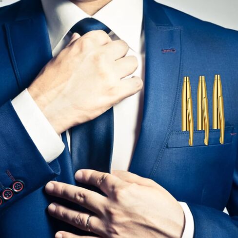 أقلام الحبر ، 3 Pack Gold Pens Slim Stail Steel Metallic Pens Black Ink 1 MM هدية لطيفة لطلاب العمل المعلمين زفاف عيد الميلاد (الذهب) in Saudi Arabia