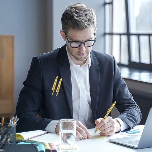أقلام الحبر ، 3 Pack Gold Pens Slim Stail Steel Metallic Pens Black Ink 1 MM هدية لطيفة لطلاب العمل المعلمين زفاف عيد الميلاد (الذهب) in Saudi Arabia