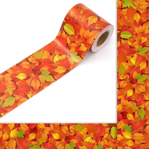 Whaline 32.8ft Fall Bulletin Board Borders Maple Leaf Die-Cut Rolled Bulletin Board Trim for Autumn Thanksgiving School Classroom Office Chalkboard Decoration in Saudi Arabia
