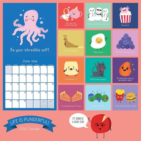 TF Publishing 2026 Puns of Fun Wall Calendar - شبكات كبيرة للتعيينات والجدولة - تقويم الحائط الشهري العمودي 2026 مع ورق ماتي مريح لمنظمة المنزل والمكاتب - 12 بوصة × 12 بوصة in Kuwait