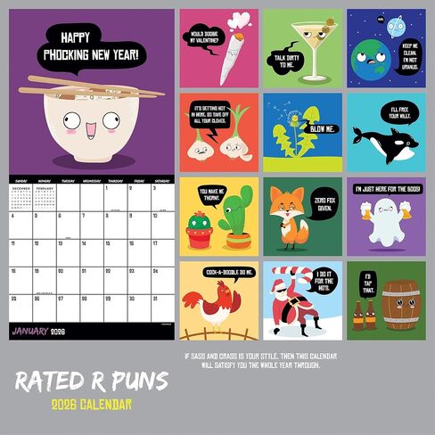 TF Publishing 2026 Puns of Fun Wall Calendar - شبكات كبيرة للتعيينات والجدولة - تقويم الحائط الشهري العمودي 2026 مع ورق ماتي مريح لمنظمة المنزل والمكاتب - 12 بوصة × 12 بوصة in Saudi Arabia
