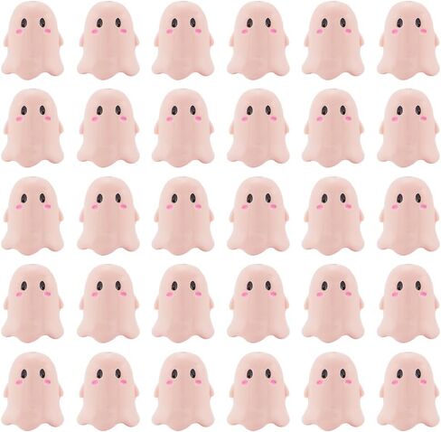 SUNNYCLUE 1 Box 30Pcs Halloween Craft Beads Ghost Bead Acrylic Small Opaque Cartoon White Ghost Crafting Jewelry Spacer Loose Beads for Halloween Jewelry Making Bracelets Necklaces Beaded DIY Craft in Saudi Arabia