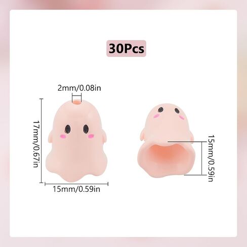 SUNNYCLUE 1 Box 30Pcs Halloween Craft Beads Ghost Bead Acrylic Small Opaque Cartoon White Ghost Crafting Jewelry Spacer Loose Beads for Halloween Jewelry Making Bracelets Necklaces Beaded DIY Craft in Saudi Arabia