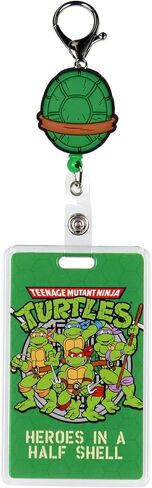 TMNT Rubber Shell Badge Beners in a Half Shell Id Badge حامل حبل قابل للسحب مع قفل مخلب جراد البحر in Saudi Arabia
