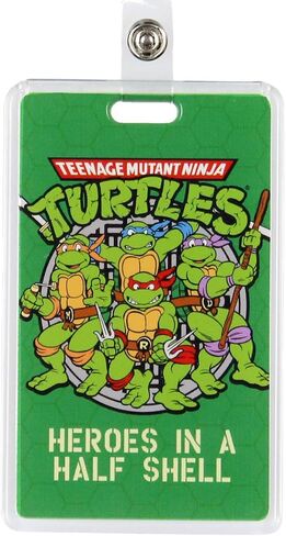 TMNT Rubber Shell Badge Beners in a Half Shell Id Badge حامل حبل قابل للسحب مع قفل مخلب جراد البحر in Saudi Arabia