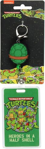 TMNT Rubber Shell Badge Beners in a Half Shell Id Badge حامل حبل قابل للسحب مع قفل مخلب جراد البحر in Saudi Arabia