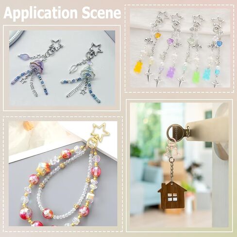 1 Box 40Pcs Star Shape Keychain Clip Keyring Swivel Clasp Alloy Silver Spring Snap Hooks Lobster Claw Metal Key Chains Findings Accessories for DIY Jewelry Making Keys Lanyards Bags Crafts in Saudi Arabia