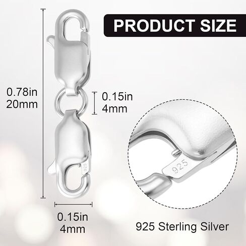 925 Extender Sterling Silver Necklace ، موصل قفل جراد البحر مفتوحًا مزدوجًا لصنع المجوهرات ، ملحقات سلسلة المجوهرات سلسلة موسع لسباق DIY- الفضة in Saudi Arabia