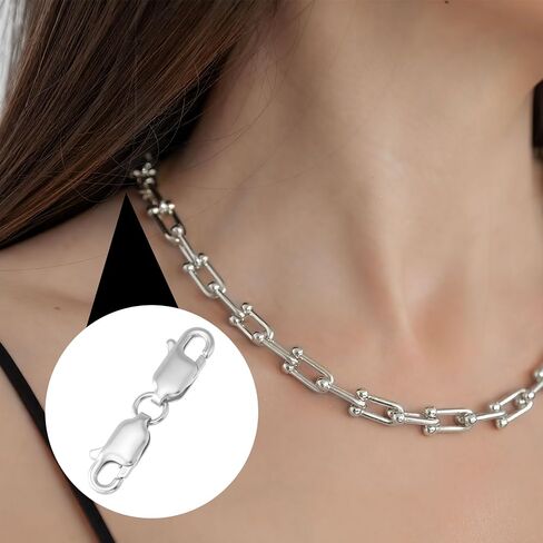 925 Extender Sterling Silver Necklace ، موصل قفل جراد البحر مفتوحًا مزدوجًا لصنع المجوهرات ، ملحقات سلسلة المجوهرات سلسلة موسع لسباق DIY- الفضة in Saudi Arabia