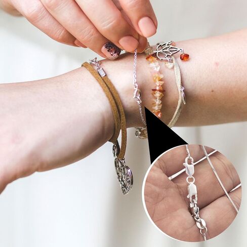 925 Extender Sterling Silver Necklace ، موصل قفل جراد البحر مفتوحًا مزدوجًا لصنع المجوهرات ، ملحقات سلسلة المجوهرات سلسلة موسع لسباق DIY- الفضة in Saudi Arabia