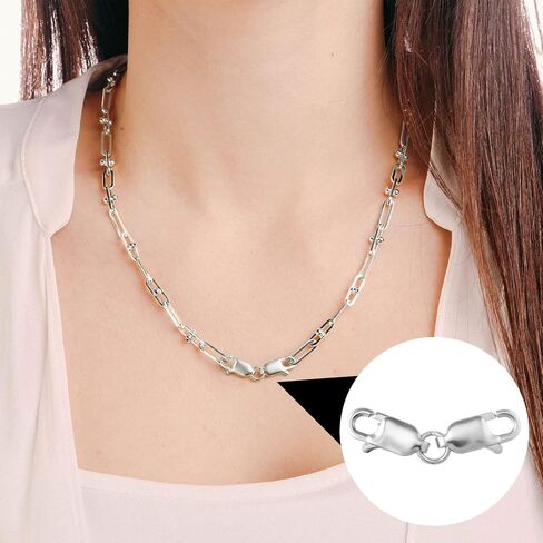 925 Extender Sterling Silver Necklace ، موصل قفل جراد البحر مفتوحًا مزدوجًا لصنع المجوهرات ، ملحقات سلسلة المجوهرات سلسلة موسع لسباق DIY- الفضة in Saudi Arabia